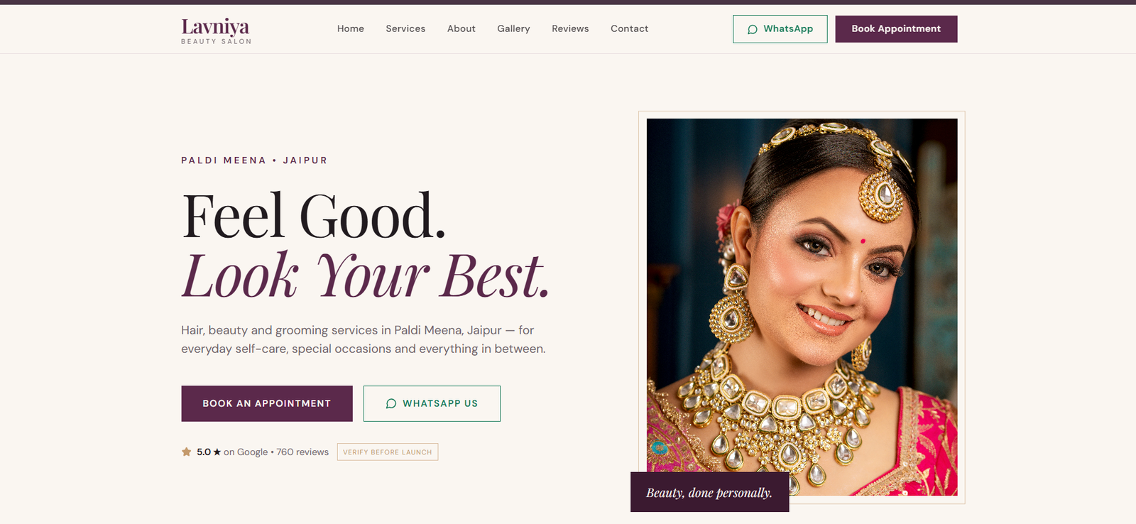 Lavniya Beauty Salon Website